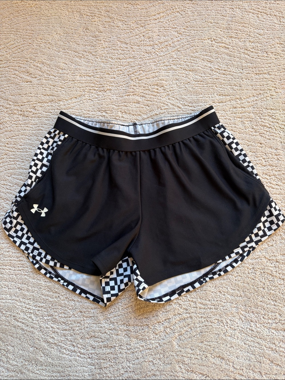 Under Armour Black Women's Athletic Shorts with Checker Trim